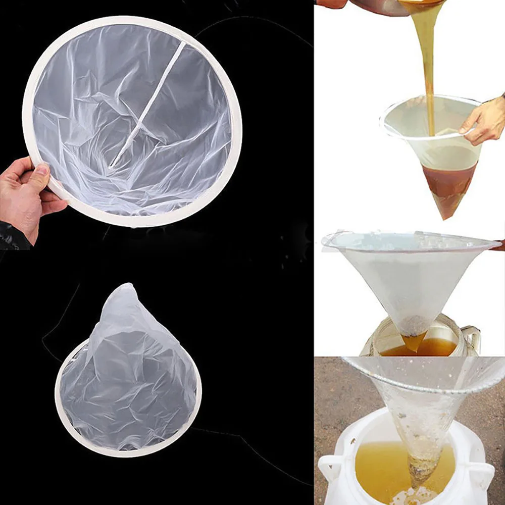 Bee Honey Filter Wooden Honey Filtering Stand with Nylon Impurities Filtration Net Beekeeping Honey Processing Beekeeper Tools