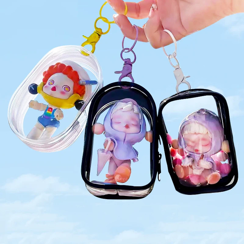 Jewelry Organizer Transparent Storage Box Pouch Mystery Box Plastic Box Cute Doll Bag Organization with Keychain Dustproof Case