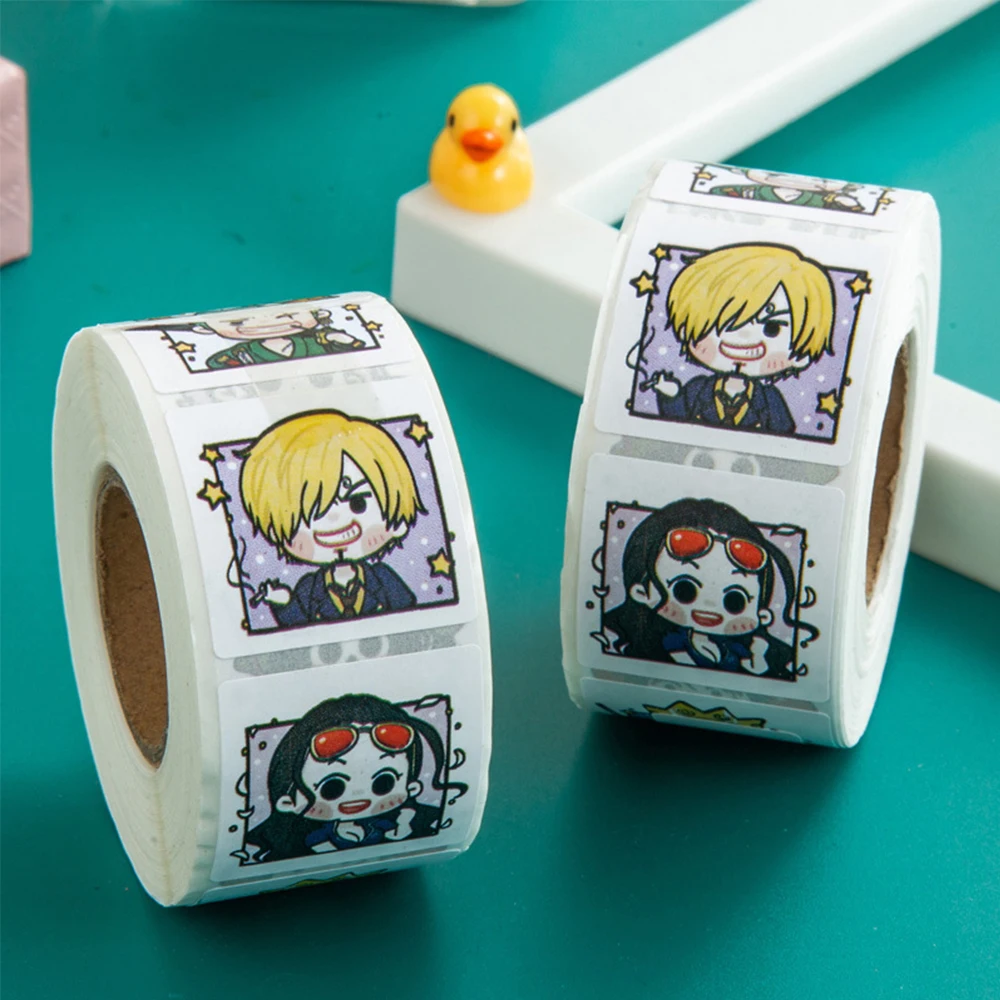 500 pz/rotolo Kawaii One Piece Anime Cartoon Adesivi di Tenuta Per Bambini FAI DA TE IN PVC Decalcomania Del Computer Portatile Decorazione Adesivo Kid Ricompensa Regalo Giocattolo