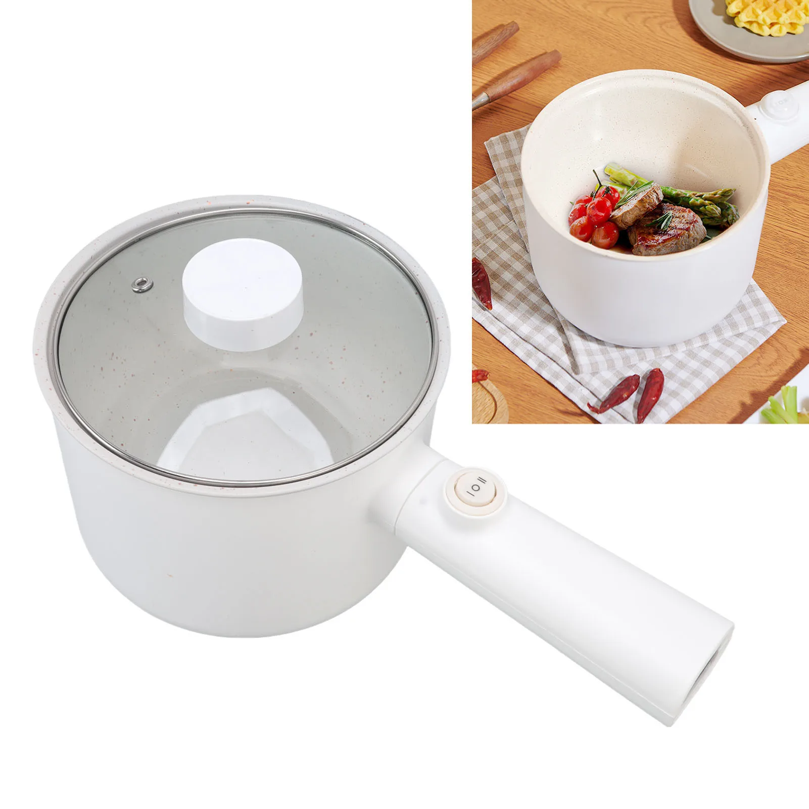 Electric Hot Pot 2 Gears Large Capacity Electric Hot Pot Cooker Portable 450W 1.8L for Casserole for Deep Frying for Kitchen