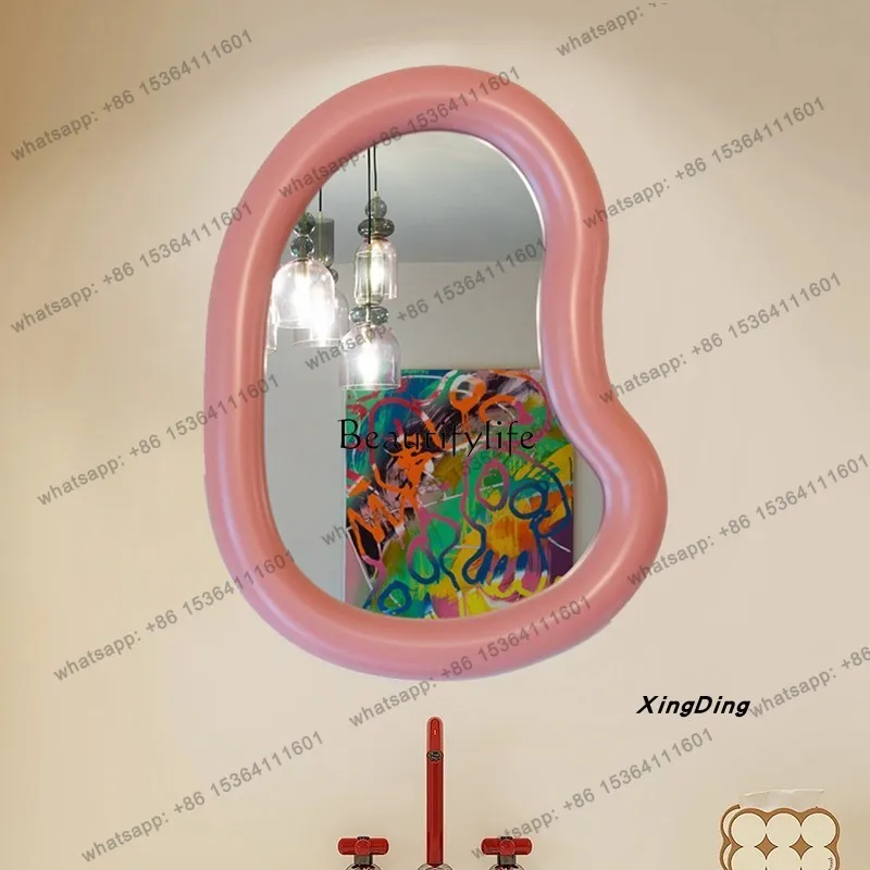 Best Sellers French Cream Style Bathroom Mirror Wall-Mounted Internet Celebrity Living Room Irregular Decorative Mirror
