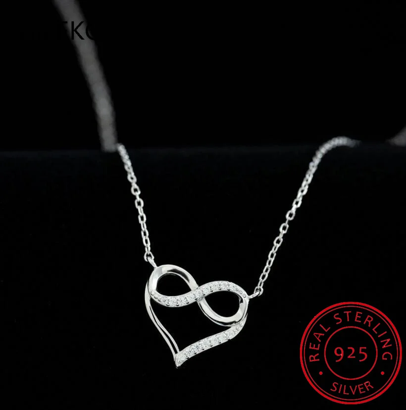 925 Sterling Silver Infinite Love Necklace Romantic Embrace Heart Pendant Link Chain For Women Anniversary Jewelry Gifts