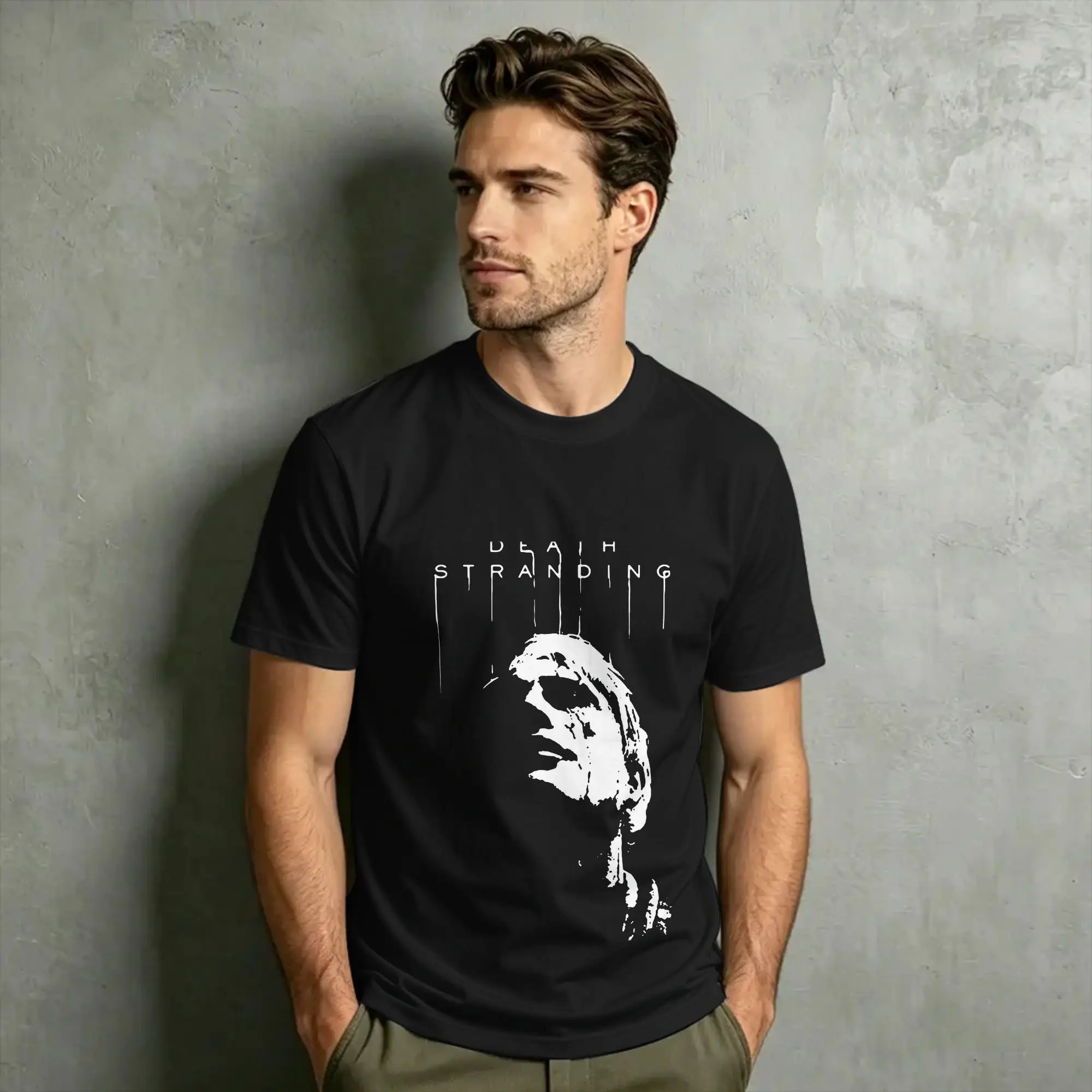 Half Face Death Stranding Game T Shirts Men Women's 100% Cotton Casual T-Shirt Crewneck  Tees Short Sleeve Tops Summer