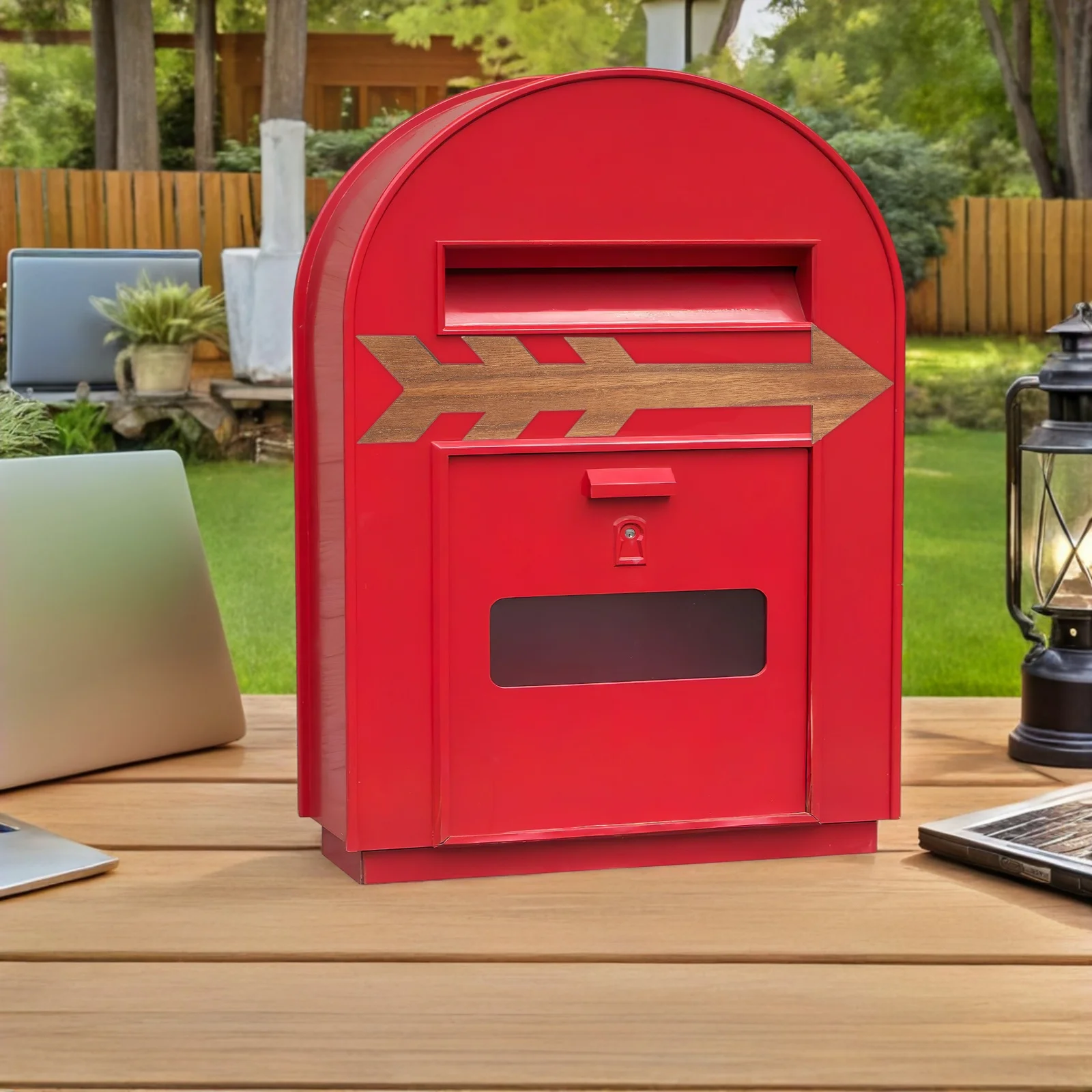 

2Pcs Garden Mailbox Decor Wood Arrow Sign for Outdoor Entryway Rustic Wall Art Farmhouse Style Hanging Ornament Weather