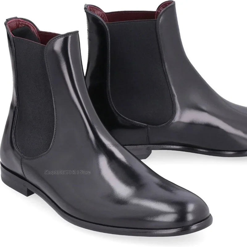 أسود براءات الاختراع والجلود حذاء من الجلد المألوف الانزلاق على حذاء رجالي Bristish نمط عالية أعلى حذاء رجالي رواية فستان عالي الجودة الأحذية