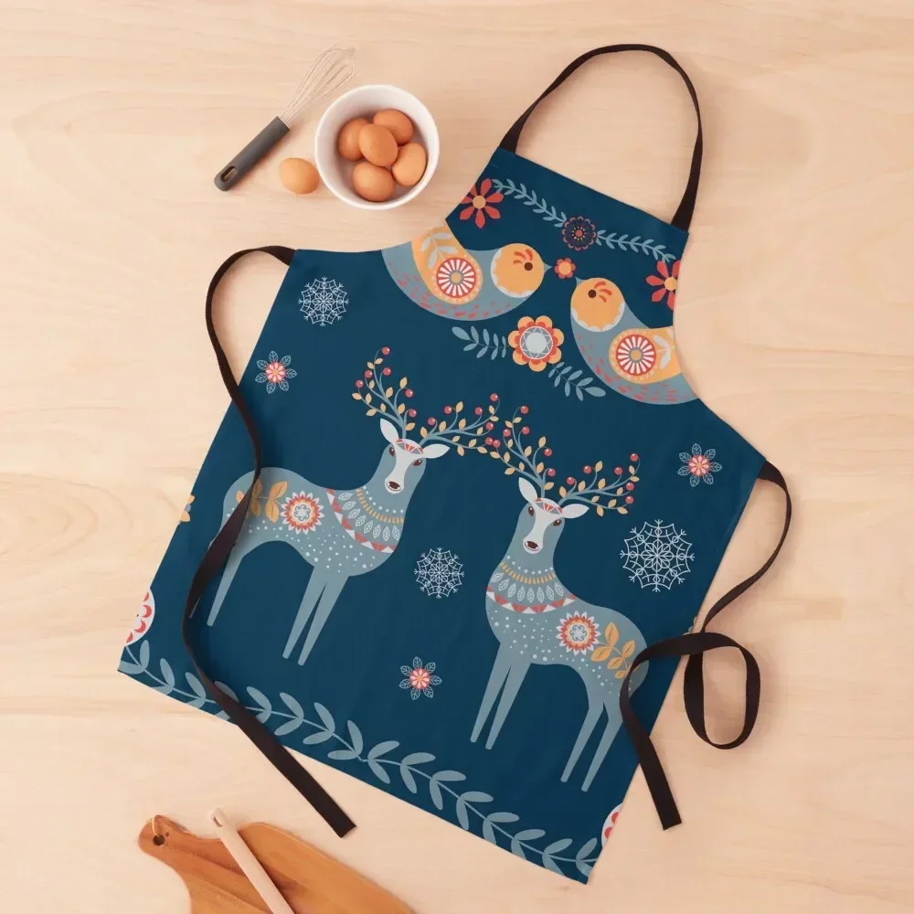 

Nordic Winter Blue Apron Women's Kitchen Items For Home Apron