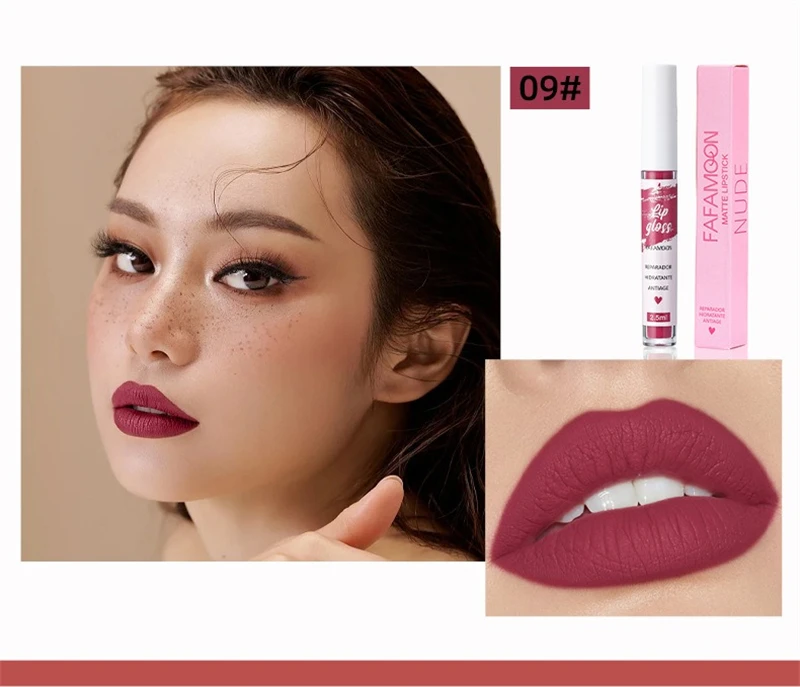 Rosaroter, mattierter, flüssiger Lippenstift, wasserfest, langlebig, feuchtigkeitsspendend, langlebiger Lippenstift, nicht klebender Lipgloss, koreanisches Make-up – Detail 18