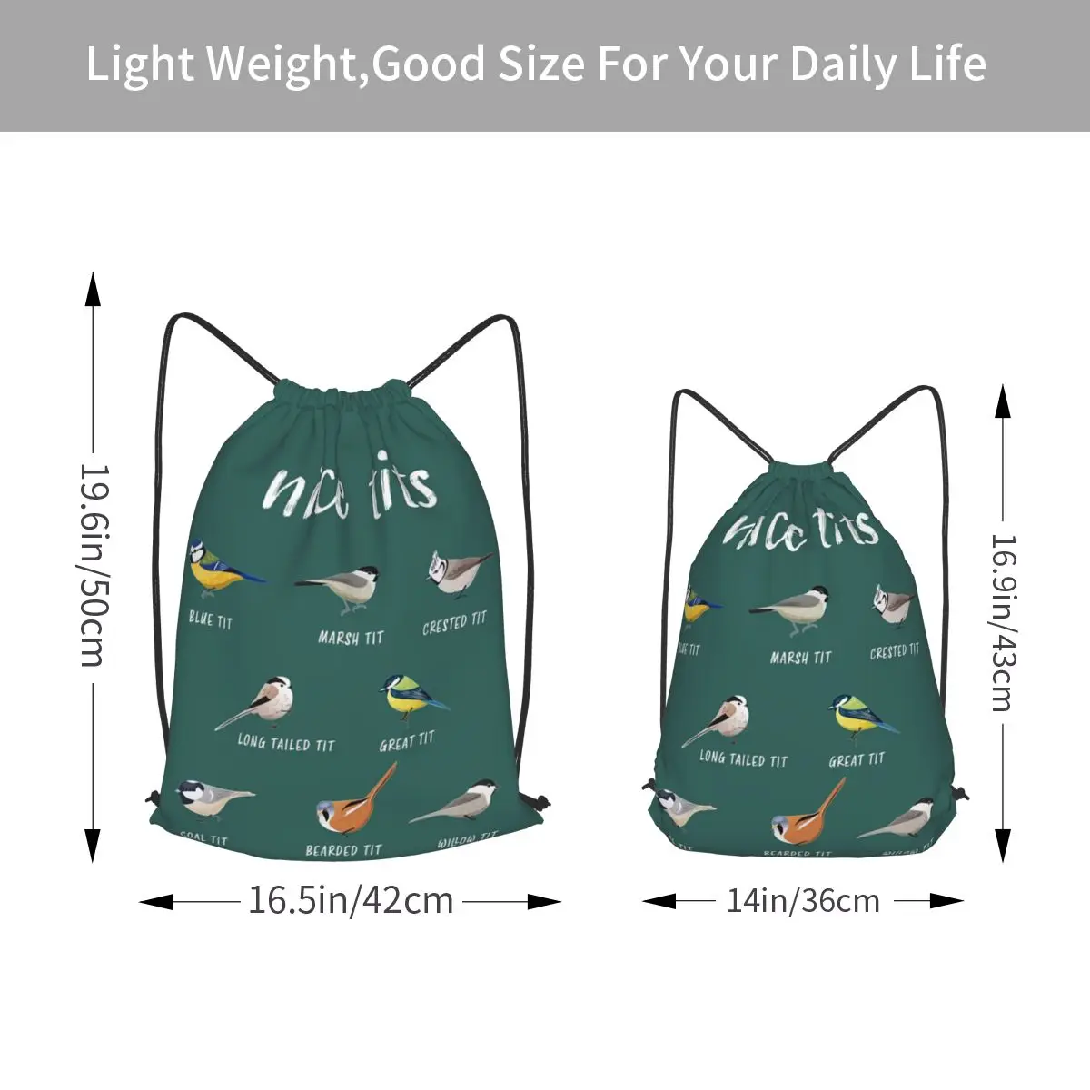 Nice Tits Funny Bird Watching Gift For Birder Men And Women Backpacks Drawstring Bags Sundries Bag Book Bags for Travel School