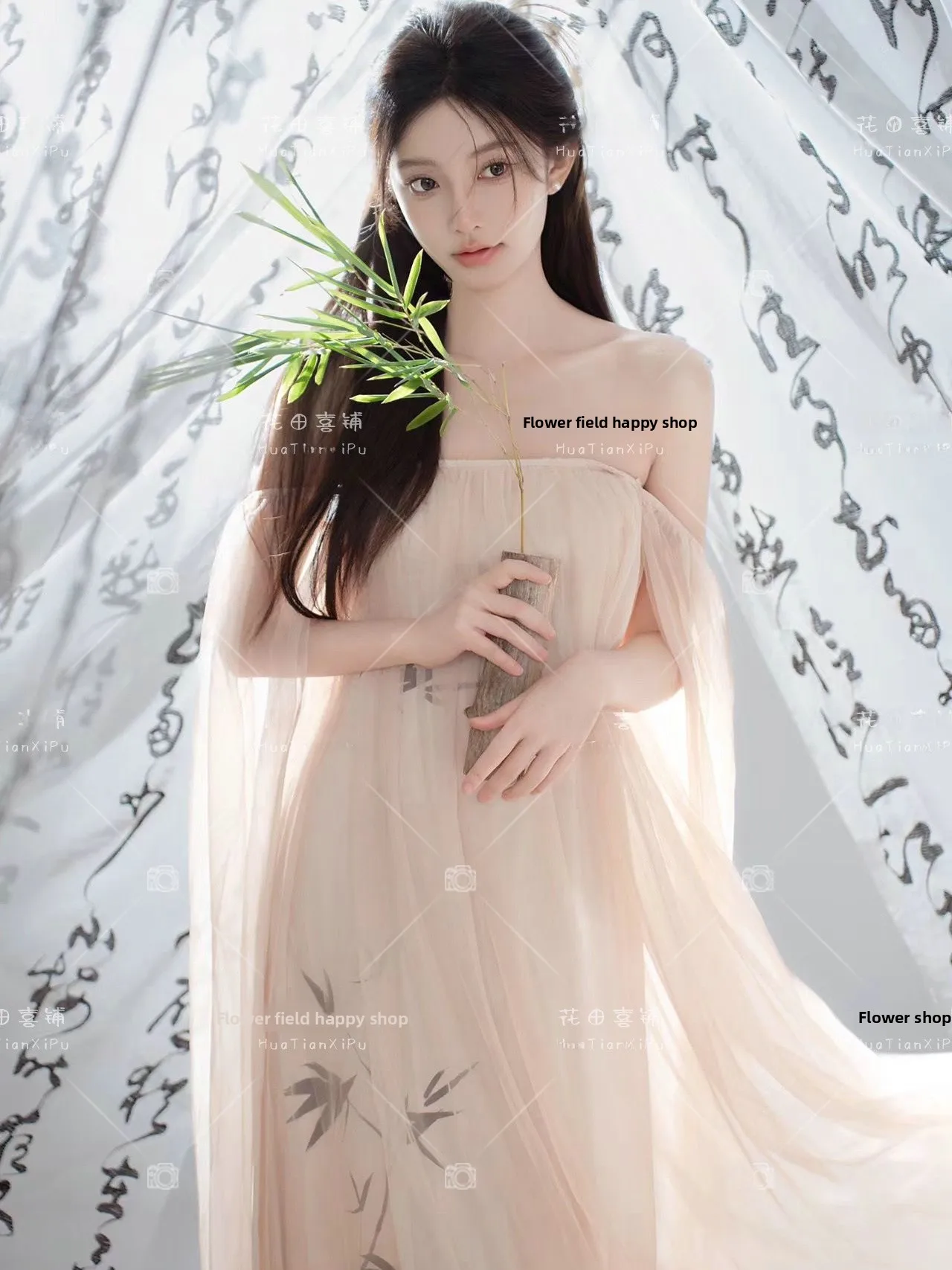 

Новое винтажное платье в китайском стиле с акварельным принтом для фотостудии, для индивидуальных фотосессий, одежда для девочек-подростков