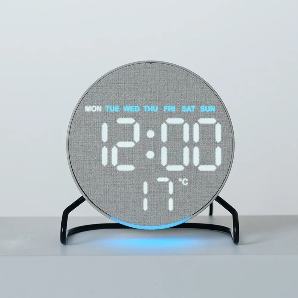 Plastic Digital LED Clock Temperature Display Adjustable Brightness Alarm Clock Minimalist Round/Square Bedside Wake-up Clock