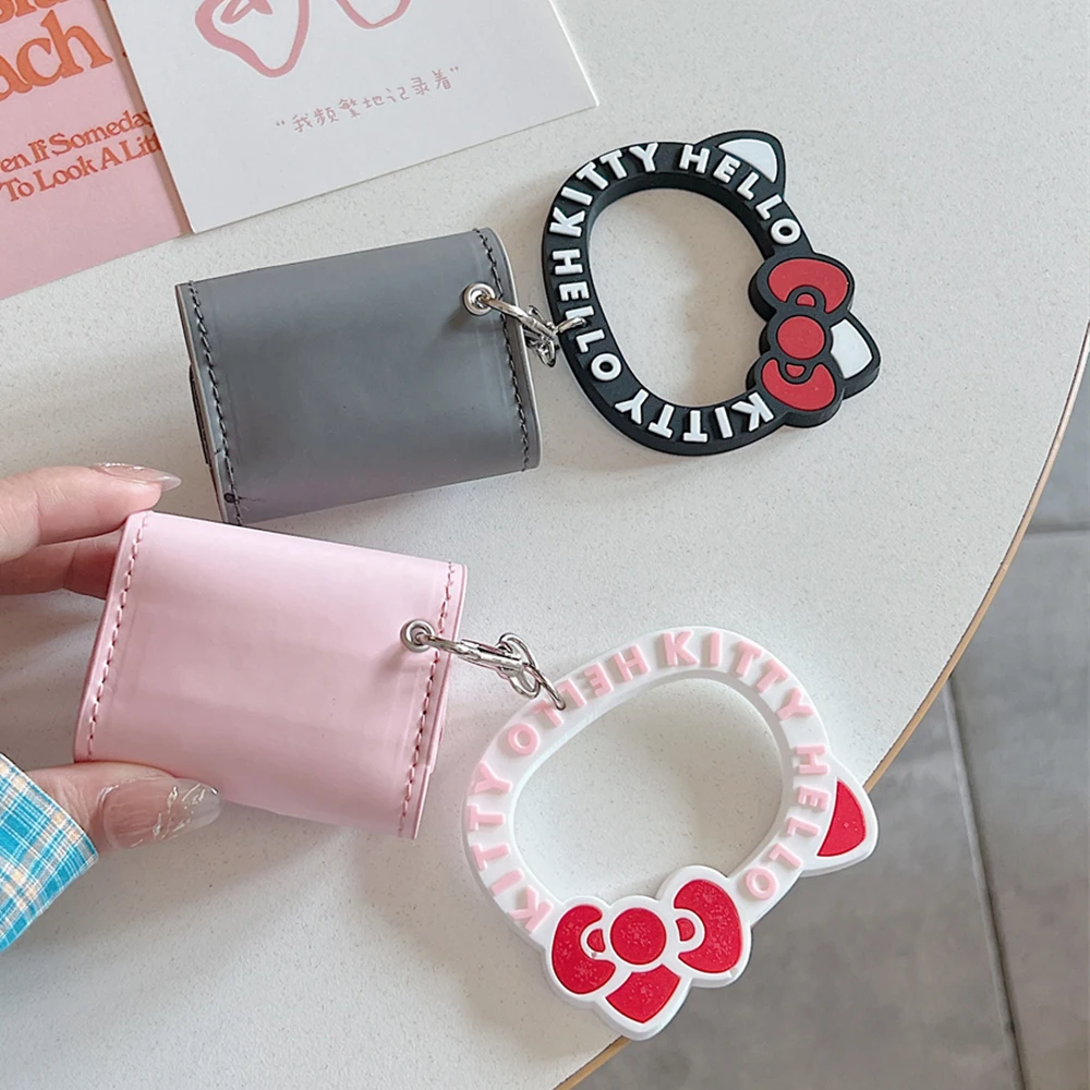 Leather Flip Earphone Protection Case For Airpods 4 3 Pro 2 1 Pro2 Cute Hanging Hello Kitty Pendant Wireless Headphone Cover