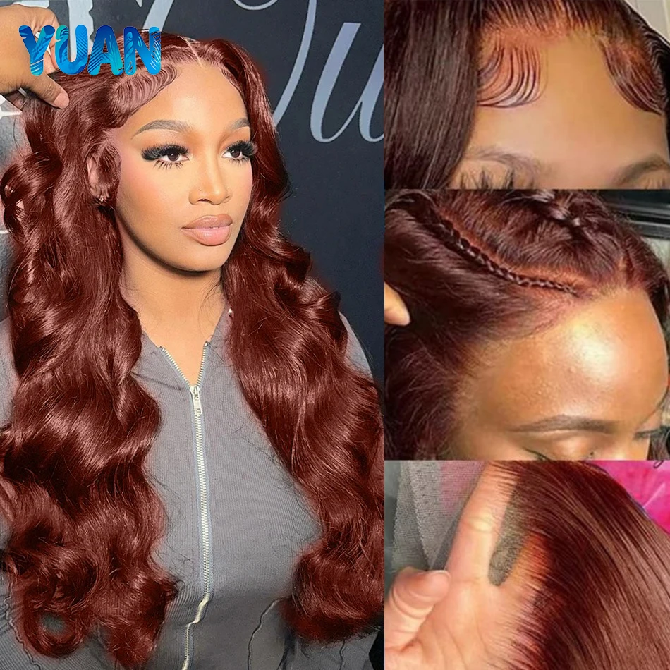 

30 38 Inch Brazilian Reddish Brown 13x4 13x6 HD Lace Front Wigs Human Hair Body Wave 200% Colored Lace Frontal Wig For Women