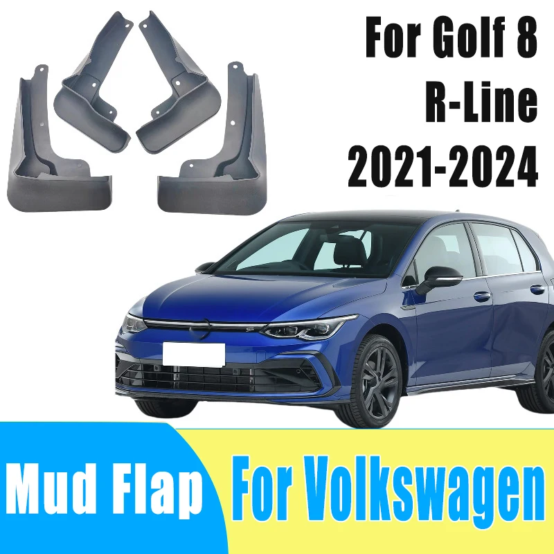 

4pcs Auto Mudguard Waterproof Prevent Mud Splashing Car Mud Flap Fender Trim Accessories For Volkswagen Golf 8 R-Line 2021-2024