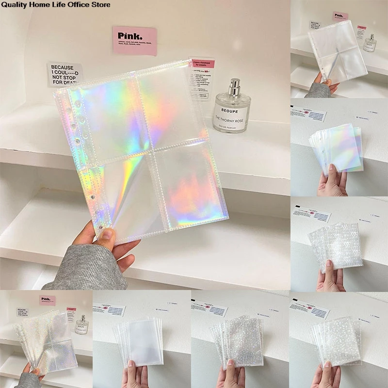 Foto-Karten-Schutzbuch, 10 Stück Innenseiten für Kpop-Hüllen, mehrere Taschen, Idol-Album-Ordner, 1/4 Gitter, 3/6 Löcher