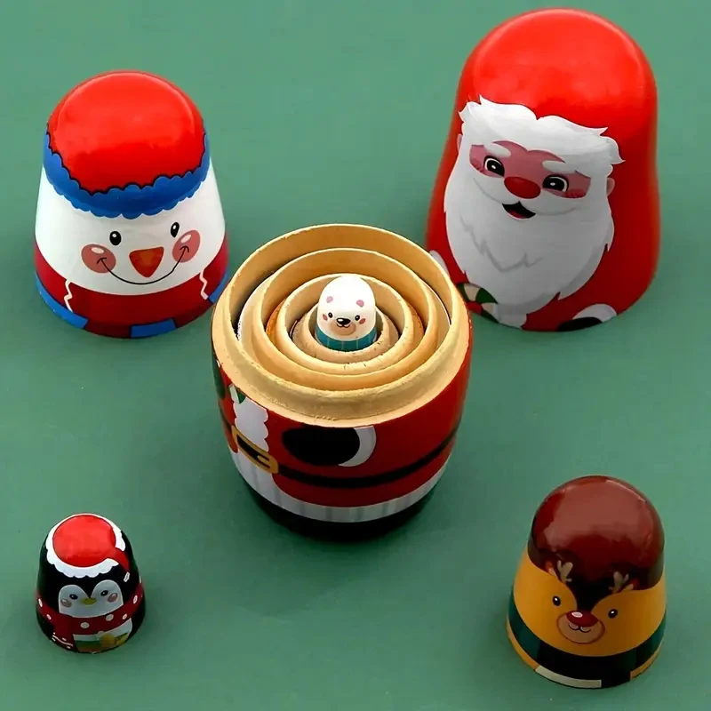 دمى تعشيش عيد الميلاد الخشبية ماتريوشكا الدمى الروسية اليدوية لعبة هدية ديكور المنزل تخزين المفضلة الجميلة