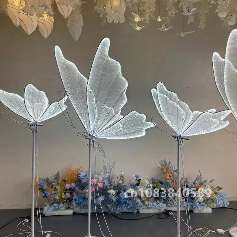 Christmas Glowing Butterfly Wings Pendant Ceiling Decoration Wedding Signpost Hotel New Year Decoration Lights Birthday Party