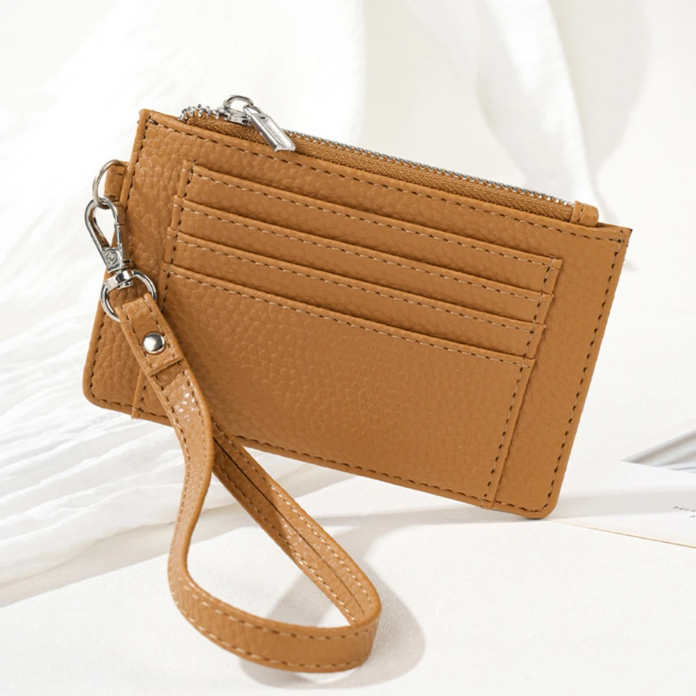 Zipper Short Coin Wallet Portable Small Wallet Credit Card Holder Pu Leather Ultra-Thin Sleeve For Travel Daily Use Id