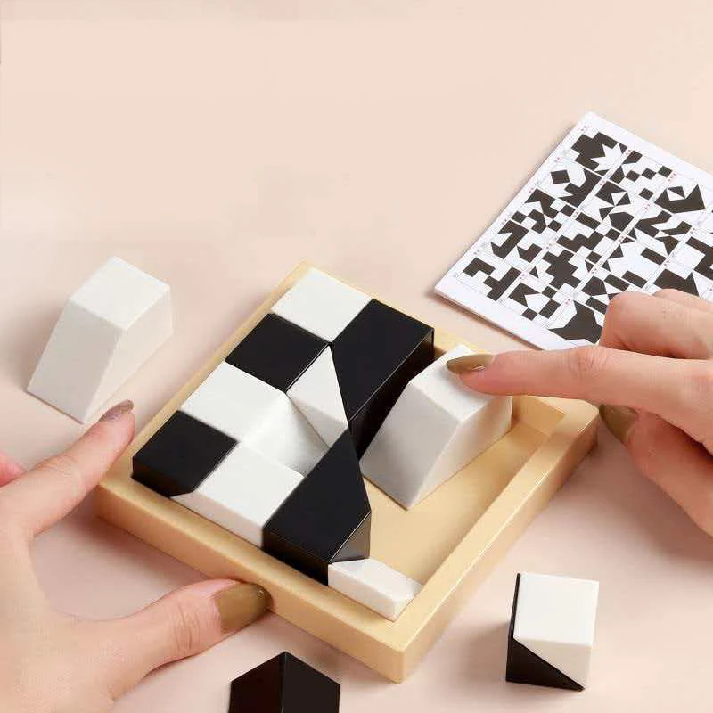 Plastic Hidden Blocks Educational IQ Challenge Geometric Shape Pattern Jigsaw 3D Logic Thinking Training Desktop Toys