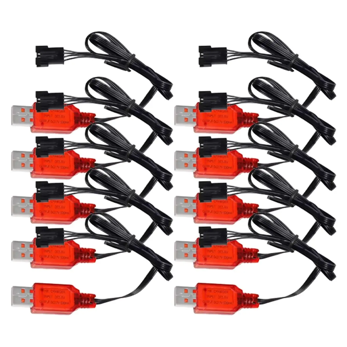 【Charger】 7.4V 500mA SM-4P Plug USB Charger for DE36W, DE65, HM202, EC08, EC16 RC Car Toy Battery Charger Cable 10PCS