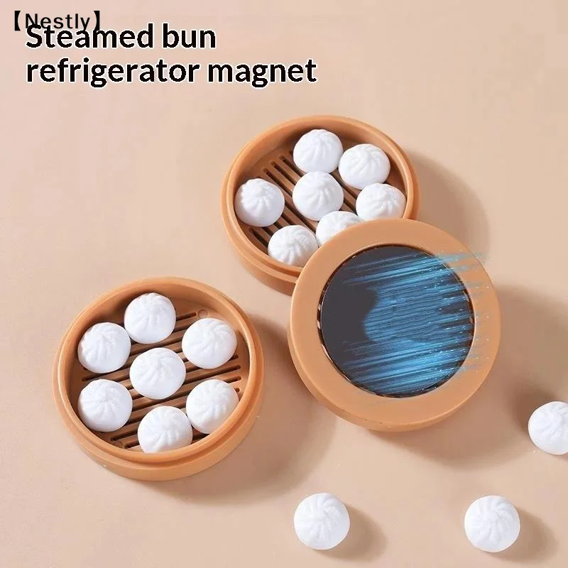 3D Printing Bun Dumpling Fridge Magnet Plastic Realistic Miniature Food Magnetic Sticker Whimsical DIY Label〔Nest〕