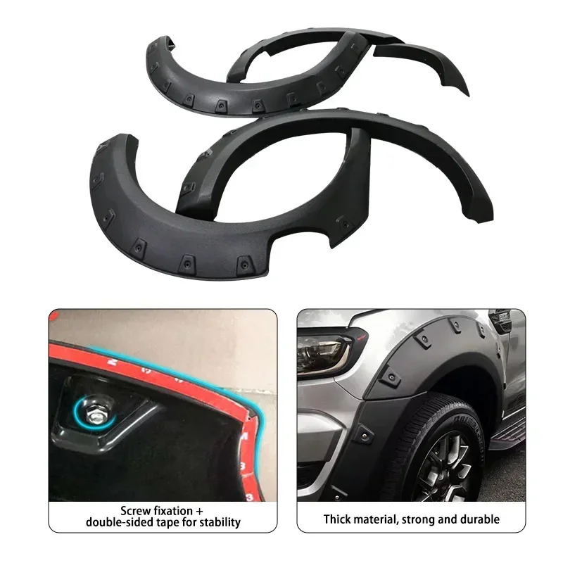 universals flexible car accessories ABS 4x4 plastic black Wheel Arch Fender Flare Ford Ranger 2016-ON