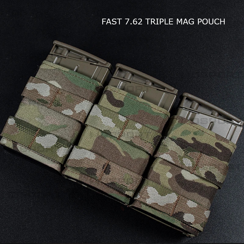 Tactics Molle Fast 7.62 Triple Magazine Pouch Open Top AK Rifle Magazine Stand Carrying Bag Shooting Outdoor Hunting Accessories