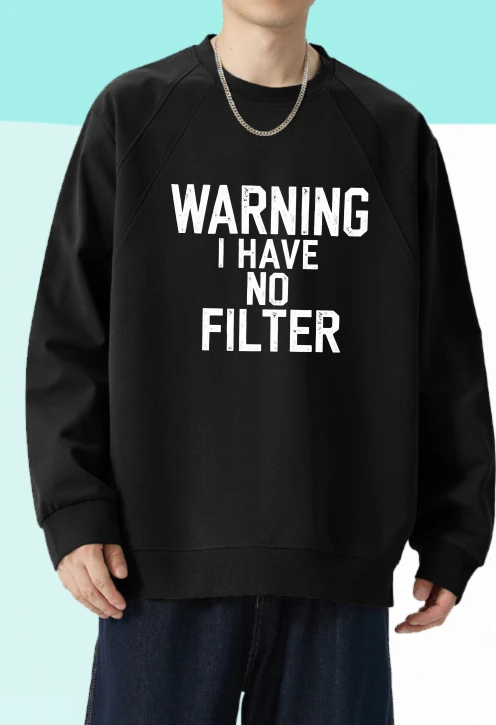 

Футболка мужская осенняя Рождественская High Street с длинным рукавом и графическим рисунком Предупреждение У меня нет фильтра Harajuku Повседневная футболка с принтом для бега