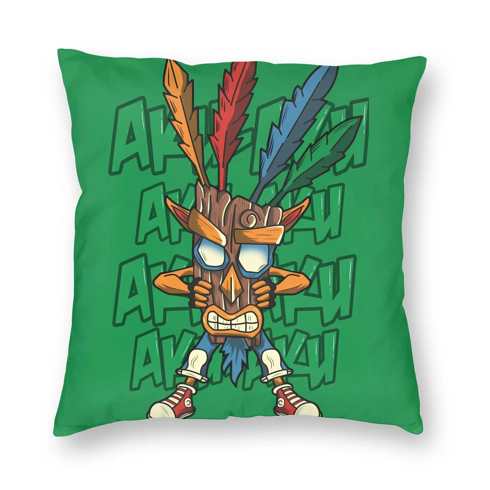 Crash Bandicoot Green Mask Pillow Cover  Graphic Cushion Cover Morden Pillow Case For Wedding Party Home Decor