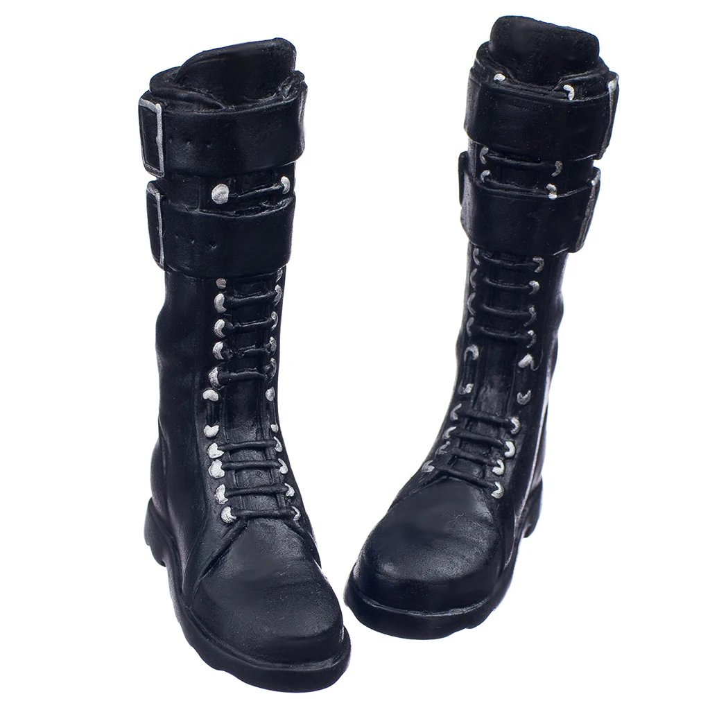 1 Pair Black 1/6 Scale Flat Long Boots Shoes Accessories for 12 Inch Female Action Figure Body Ornaments