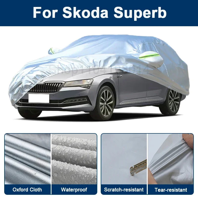 

Всесезонный чехол для автомобиля Skoda Superb с светоотражающими полосами, водонепроницаемый, снегозащитный, пылезащитный, с защитой от УФ-излучения, аксессуары для экстерьера