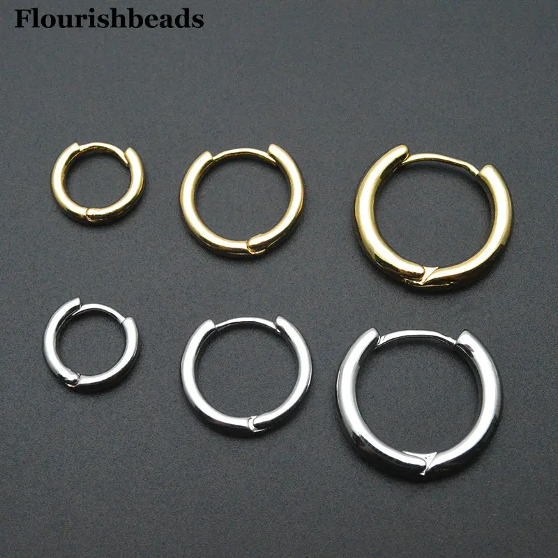 

30pc 12mm 16mm 20mm Round Circle Gold Silver Color Smooth Metal Earring Hoop Clasps Jewelry Findings