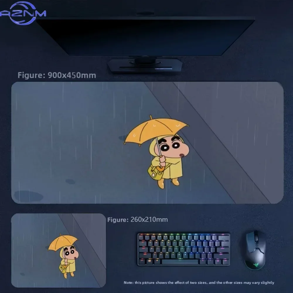 Crayon Shin‑chan and Shiro Rooftop Starry Night Anime Mousepad, Rubber Non‑Slip Large Desk Mat, Dreamy Cartoon Gaming Mouse Pad