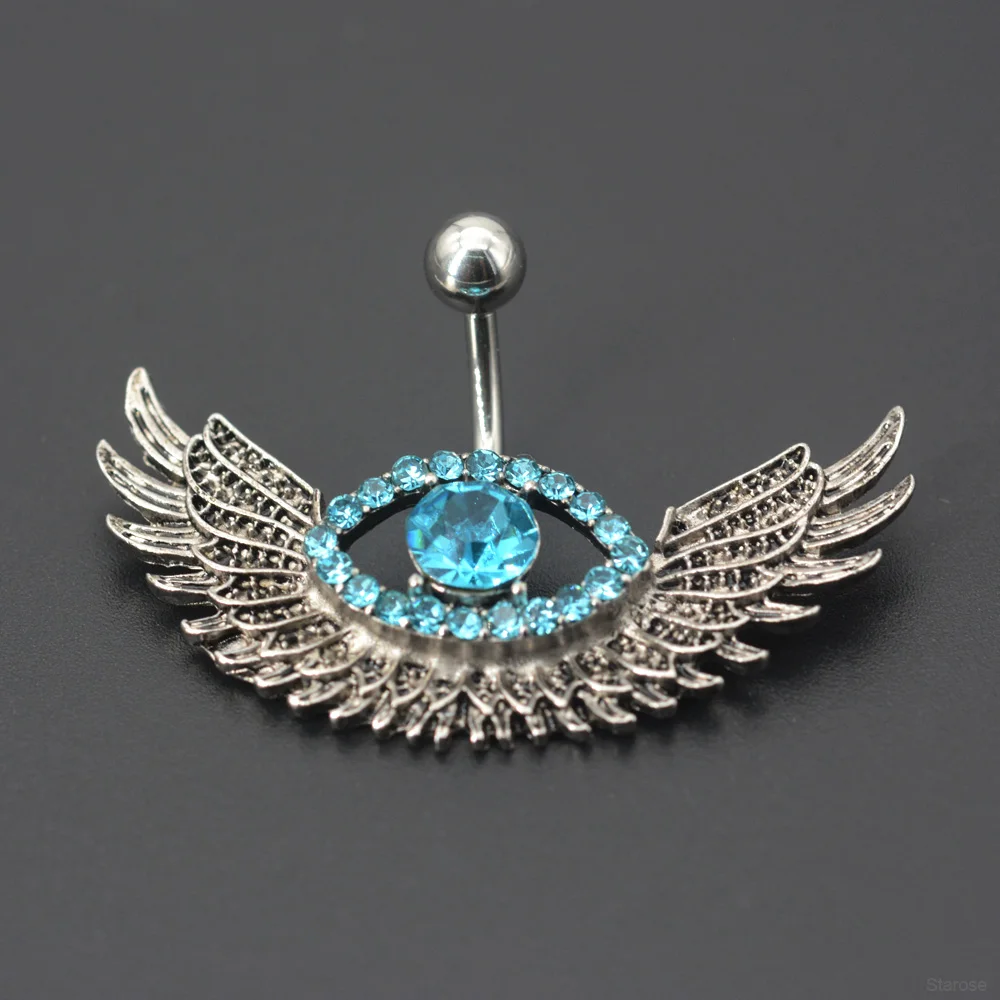 Starose 1 قطعة 1.6x10 مللي متر 14 جرام بار العصرية النسر الجناح ثقب البطن الفولاذ المقاوم للصدأ السرة البطن زر خواتم النساء ثقب السري