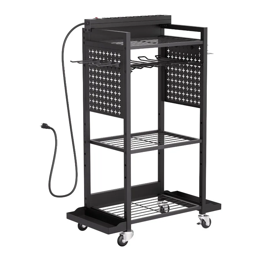 

4tier Tool Organizer Cart with Charging Station Garage Cart on Wheels