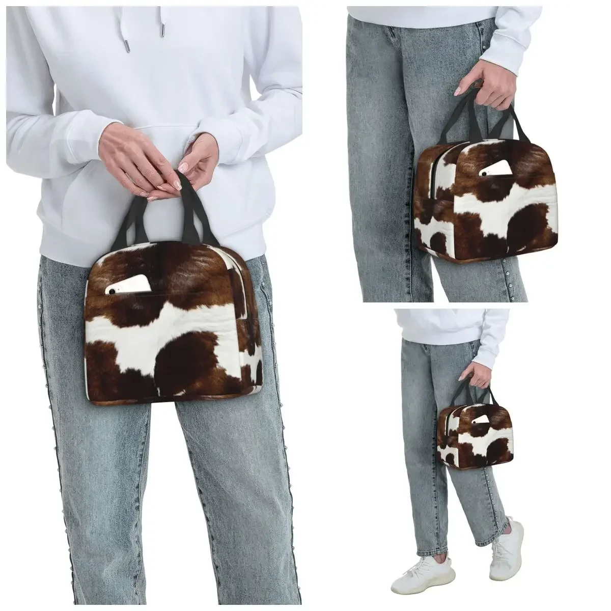 Rustic Ranch Cow Print Insulated Lunch Bag for Kids School Cooler Thermal Food Box Tote Portable Lunch Boxes Container