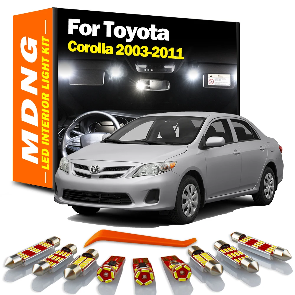 MDNG 9Pcs Canbus Auto LED Interior Light Kit For Toyota Corolla 2003-2007 2008 2009 2010 2011 Vehicle Bulb Dome Map Reading Lamp