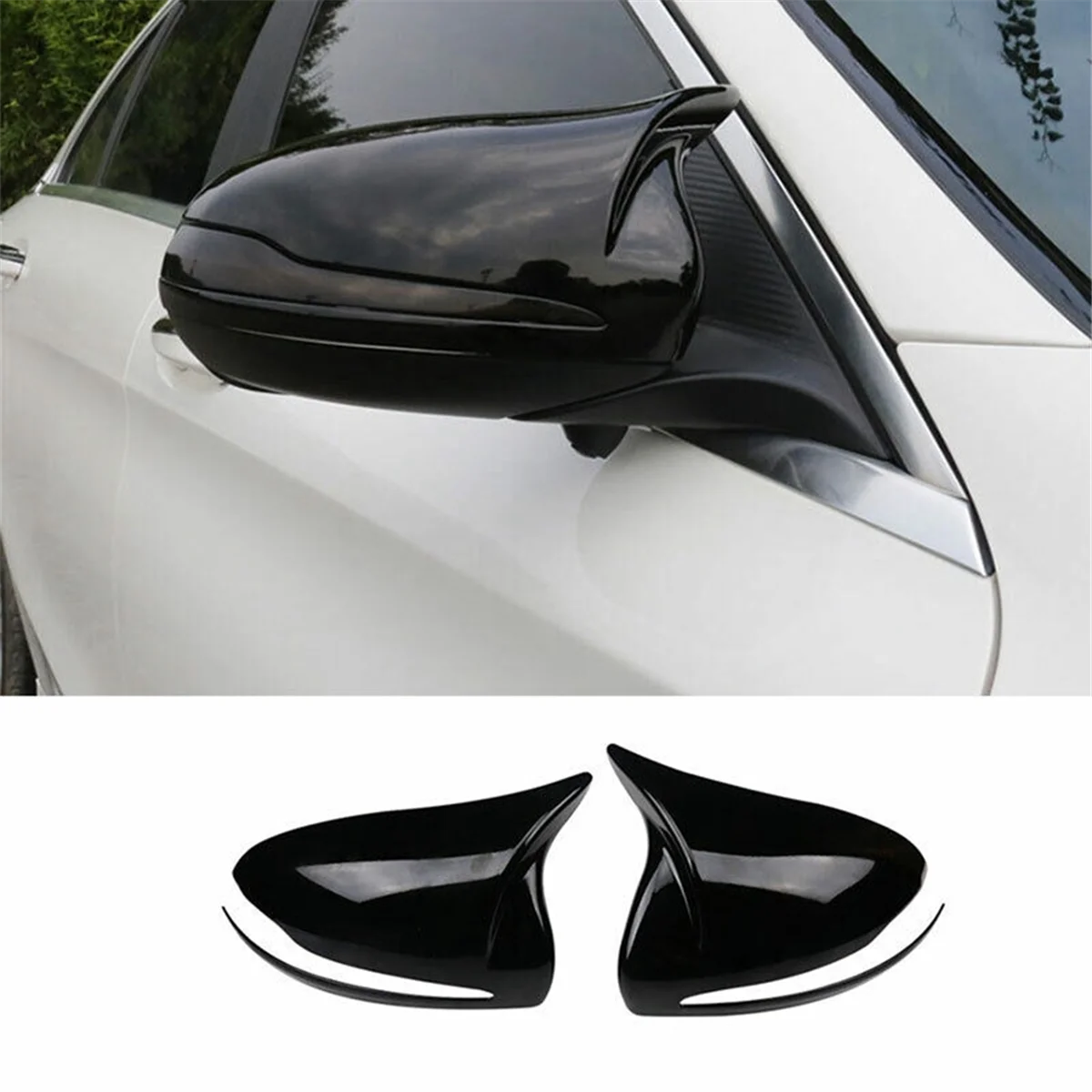 For Mercedes Benz W205 W213 W222 Gloss Black Horned Style Side Rear View Mirror Cover Trim A0998110122 A0998110222