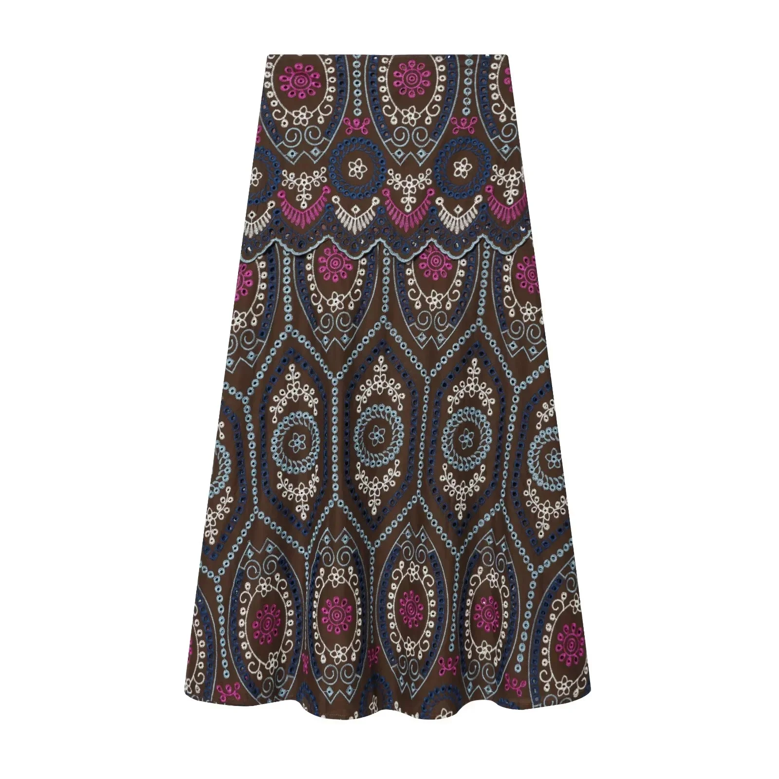 KONDALA Vintage Damen Urlaubs-Blumenanzug Stickerei Ausgehöhltes Ärmelloses Oberteil Langer Reißverschluss-Rock Mode 2026 Sommer Boho Sets – Detail 13