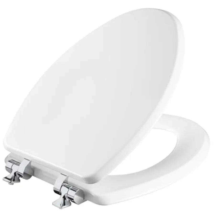 

Bennett Toilet Seat with Hinges Slow Close Wood Seat Secure Metal Hinges Easy Install Made in USA White