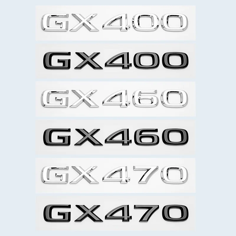 

3D Chrome Glossy Black ABS Letters Number GX400 GX460 GX470 Emblem For Lexus Car Trunk Logo Badge Sticker