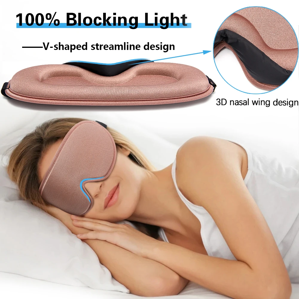 Maschera per dormire in seta con Memory Foam 3D toppe per gli occhi morbide maschera per il sonno traspirante Eyeshade Blindfold Travel Cover