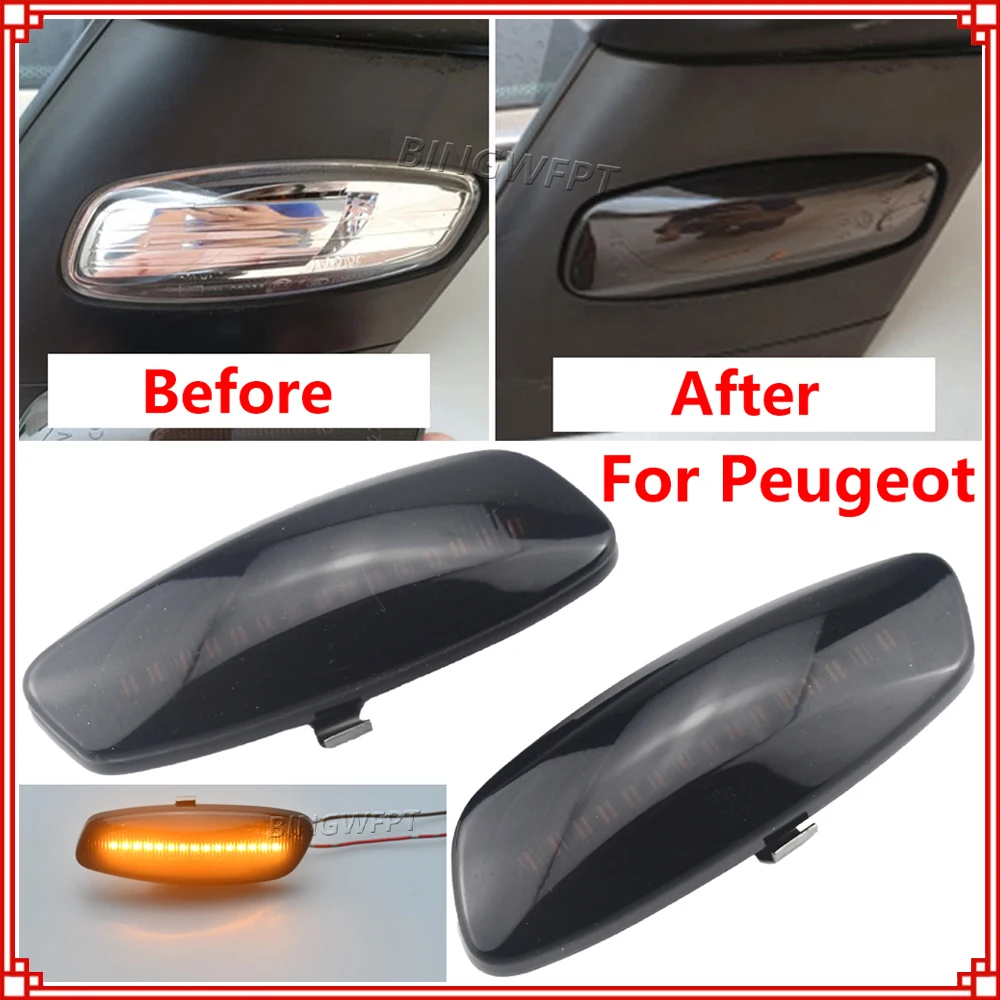 

2 шт. для Peugeot 207 308 3008 5008 RCZ для Citroen C3 C4 C5 DS3 DS4 Автомобильный светодиодный динамический указатель поворота, мигалка, боковой габаритный фонарь на крыле