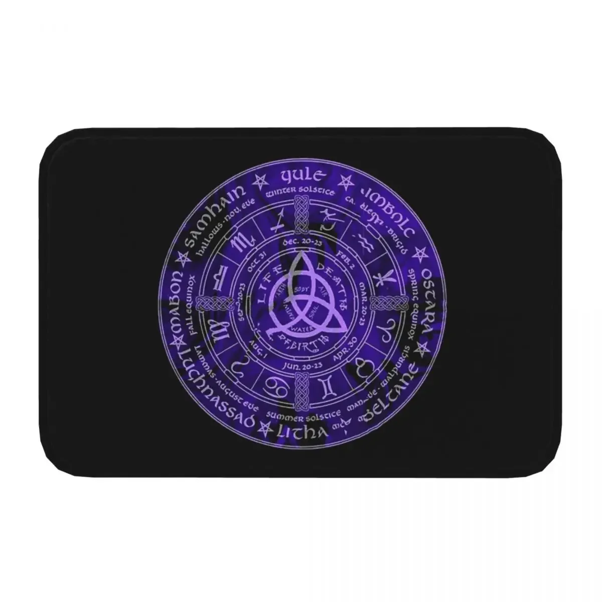 Viking Valhalla Non-Slip Carpet Purple Celtic Pagan Year Wheel Calendar Doormat Living Room Mat Entrance Door Decor Rug