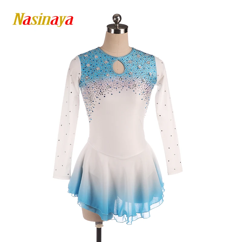 Nasinaya Figure Skating Dress Customized Competition Ice Skating Skirt for Girl Women Kids Gymnastics Performance Round Neck