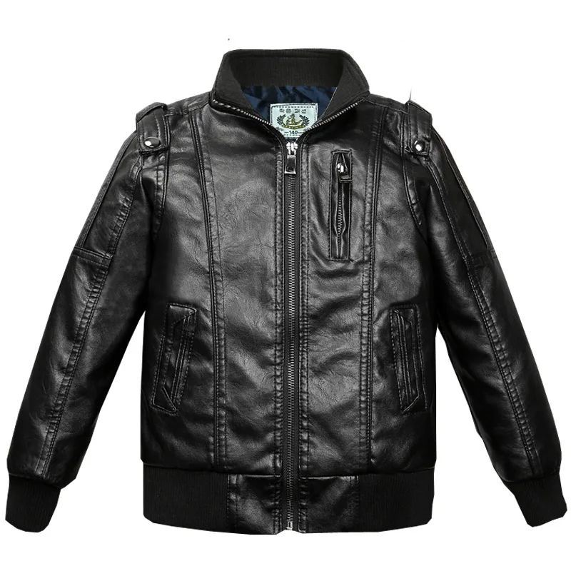 

Boys Coat Children's Pu Jacket Fashion Kid Outwear Solid Color Long Sleeve Casual Motorcycle Spring Autumn Cool Jacket