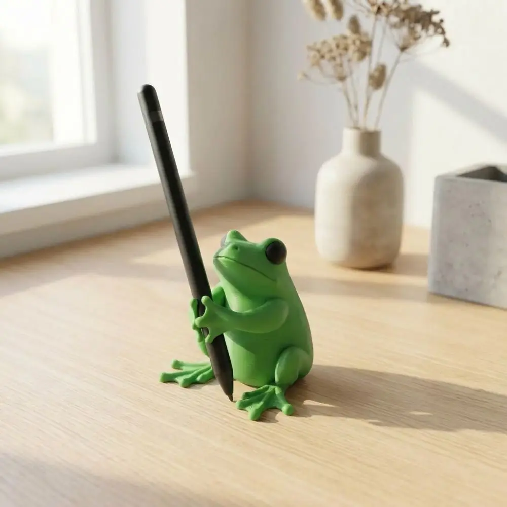 Storage Holder 3D Printed Frog Shaped Pen Holder Unique Plastic Frog Stationery Holder Funny Desk Organizer Stationery Display