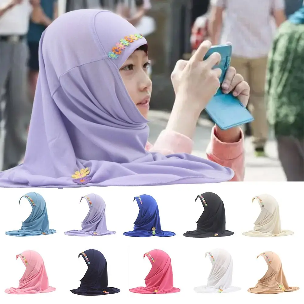

Sun Protection Muslim Headscarf Breathable UV Protection Women Lady Girl Shawl With Flower Neck Protector Head Cover