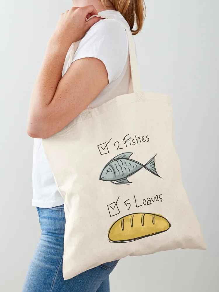 

2 Fishes and 5 Loaves Tote Bag tote bag men's canvas shopping bag the tote reusable grocery bags