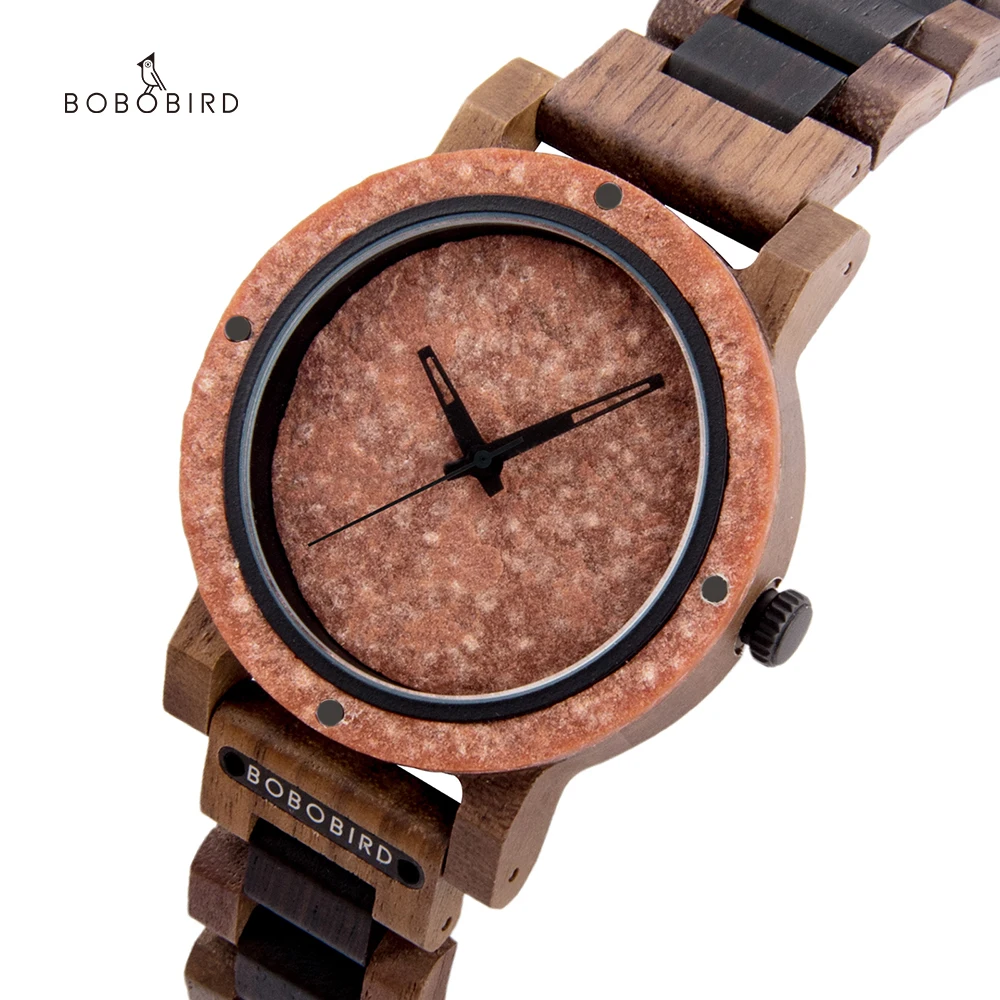 BOBO BIRD New Men's Watches 2021 Regenerated Rock Stone Watch Customized Men Quartz Wristwatch Relogio Masculino Dropshipping