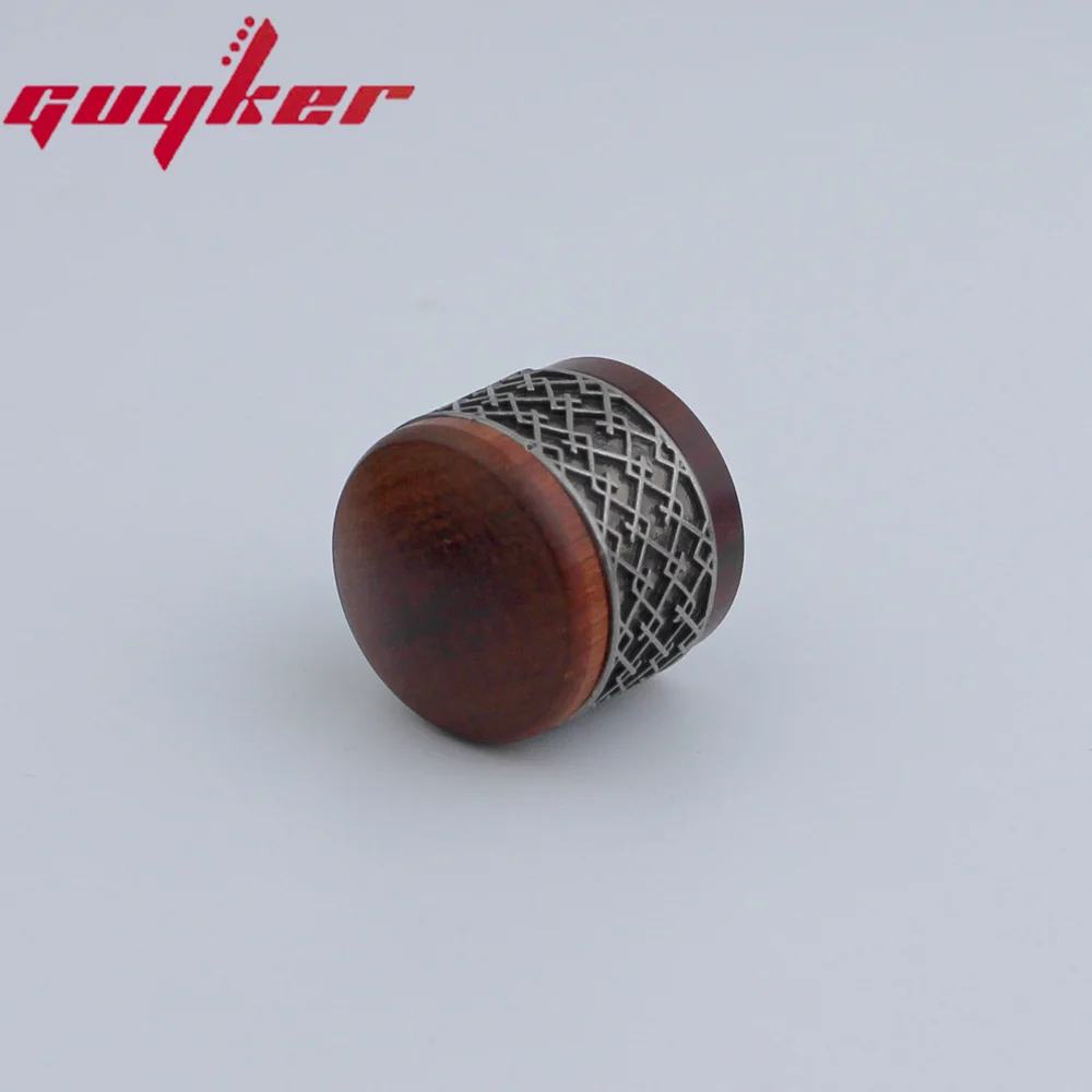 1 Pcs Red Sandalwood/Ebony Potentiometer Knob Antique Silver or Gold Window Decorations Around Potentimeter Knob Guitar Bass